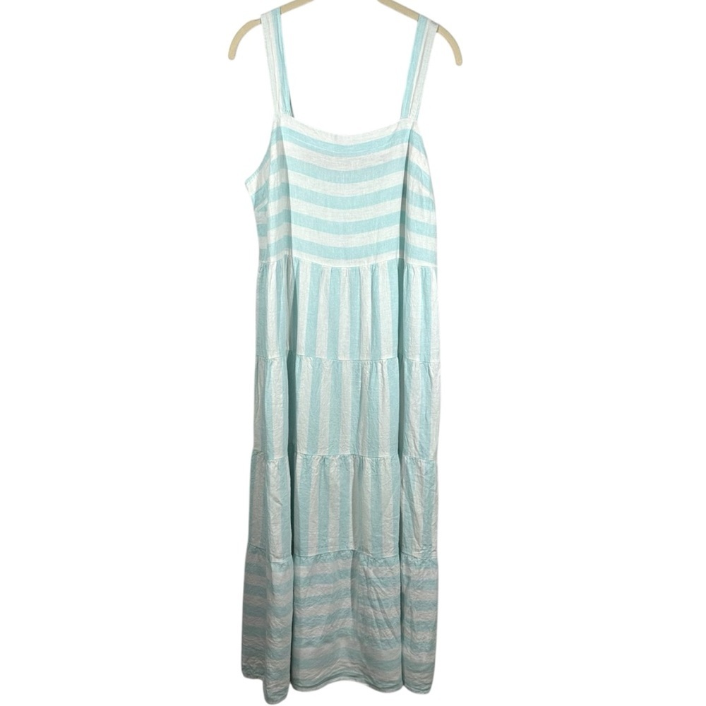 Light Blue Striped Midi Sundress - Casual Tiered Maxi